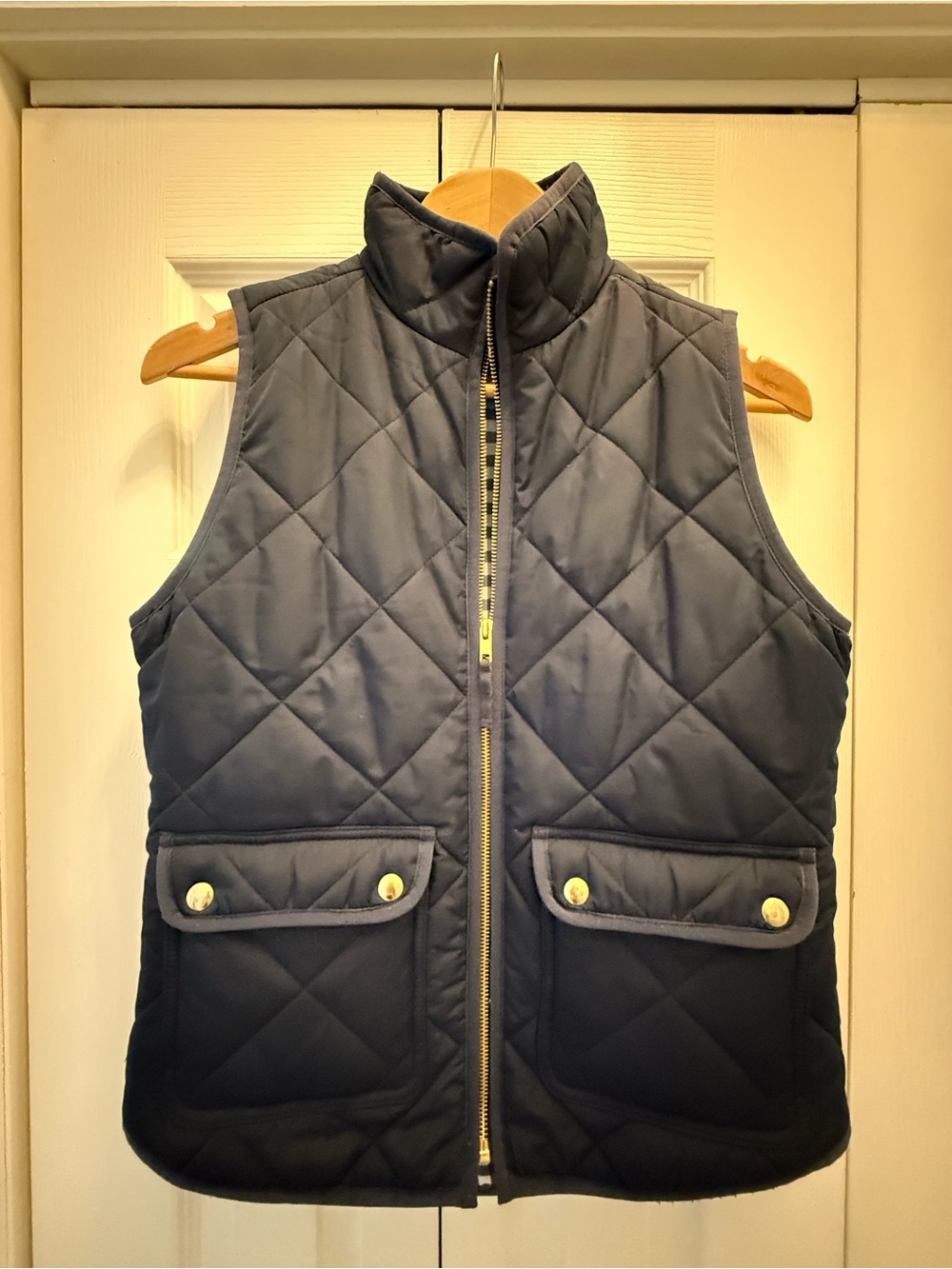 J. Crew Quilted Sleeveless Puffer Vest - Navy Blue
